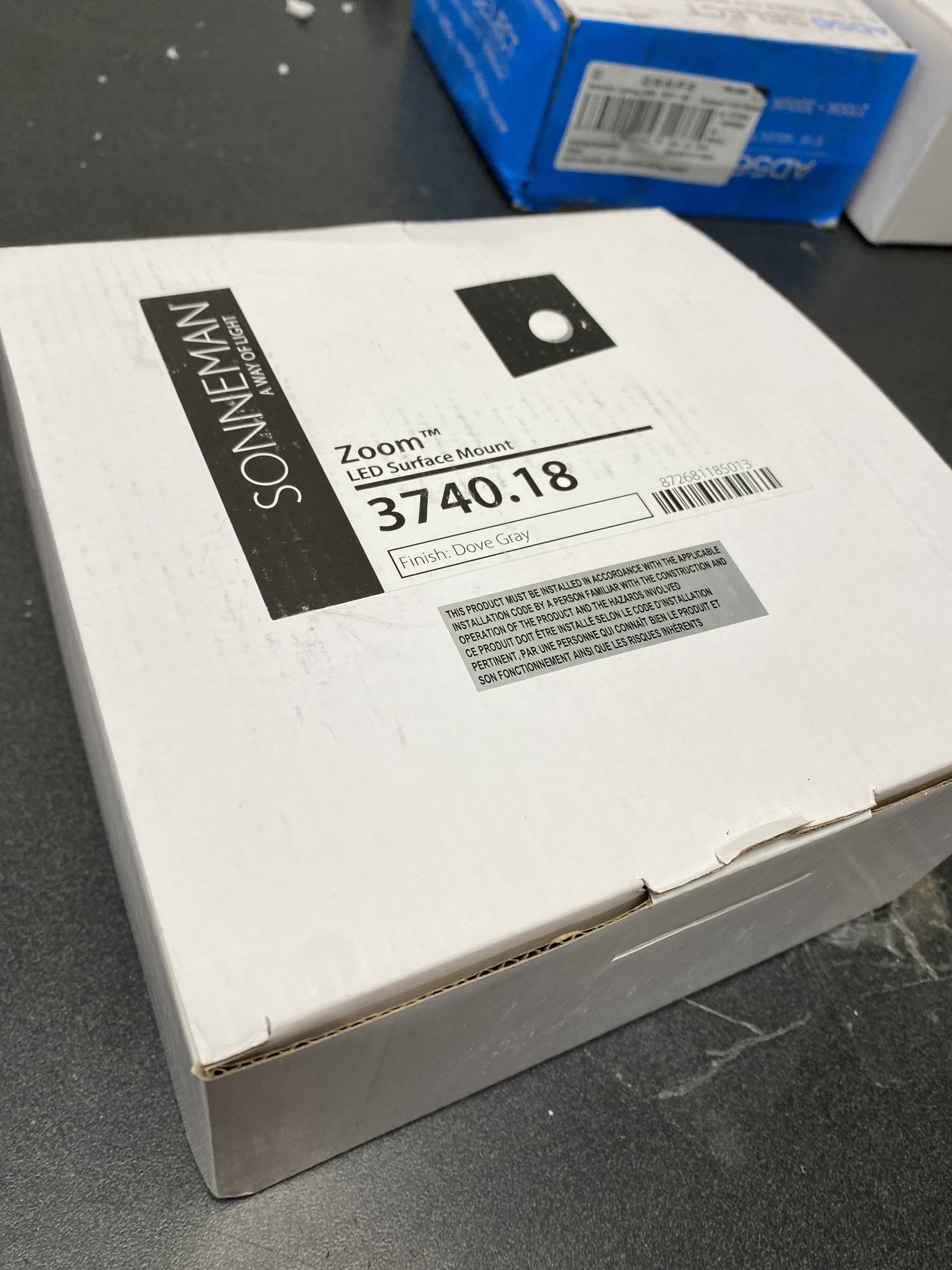 Actual inventory photograph: Sonneman 3740.18 Zoom 6" Wide LED Flush Mount Ceiling Fixture - Dove Gray