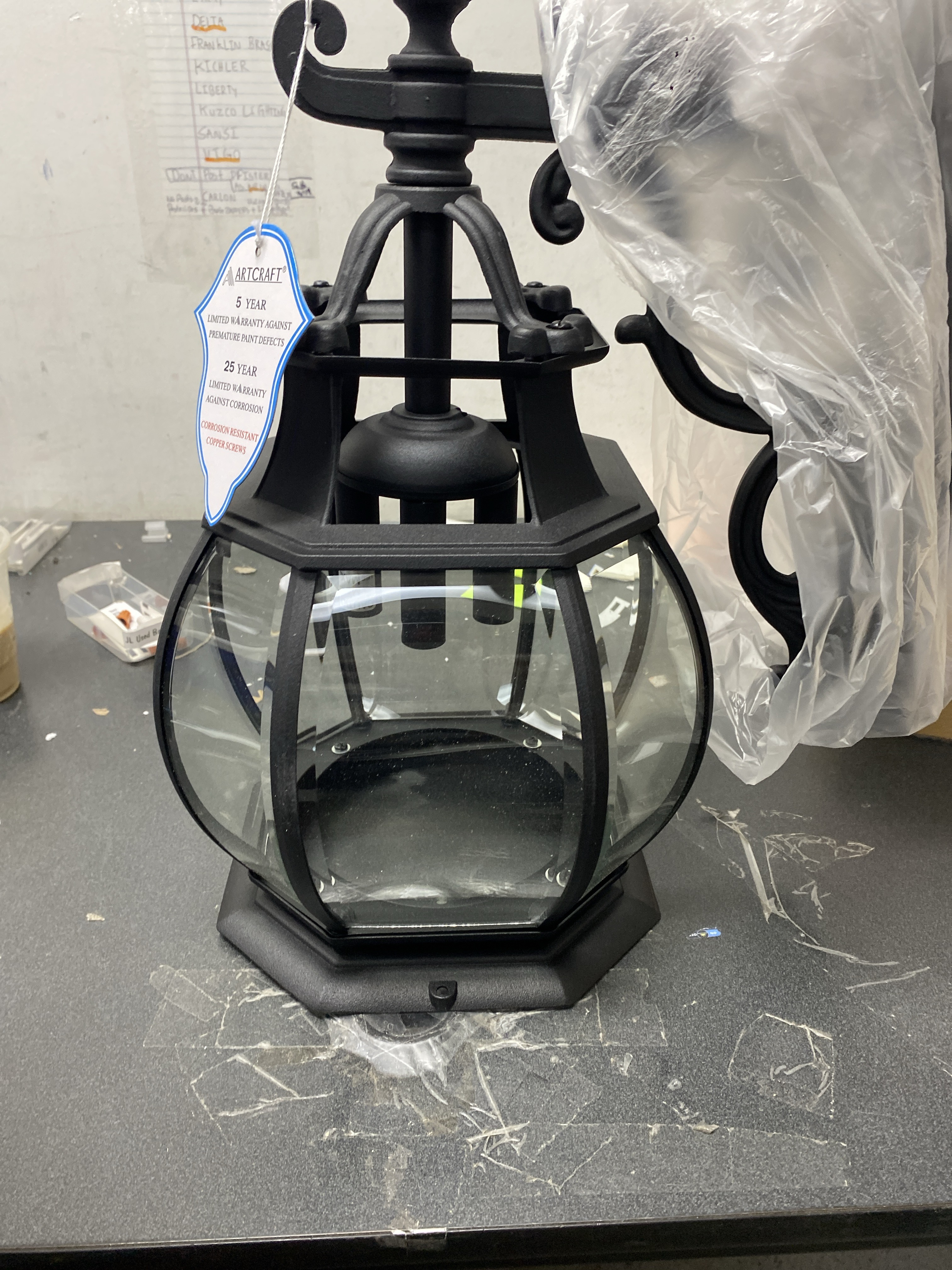 Actual inventory photograph: Artcraft Lighting AC8490BK Classico 4 Light 30" Tall Upward Arm Outdoor Wall Sconce - Black