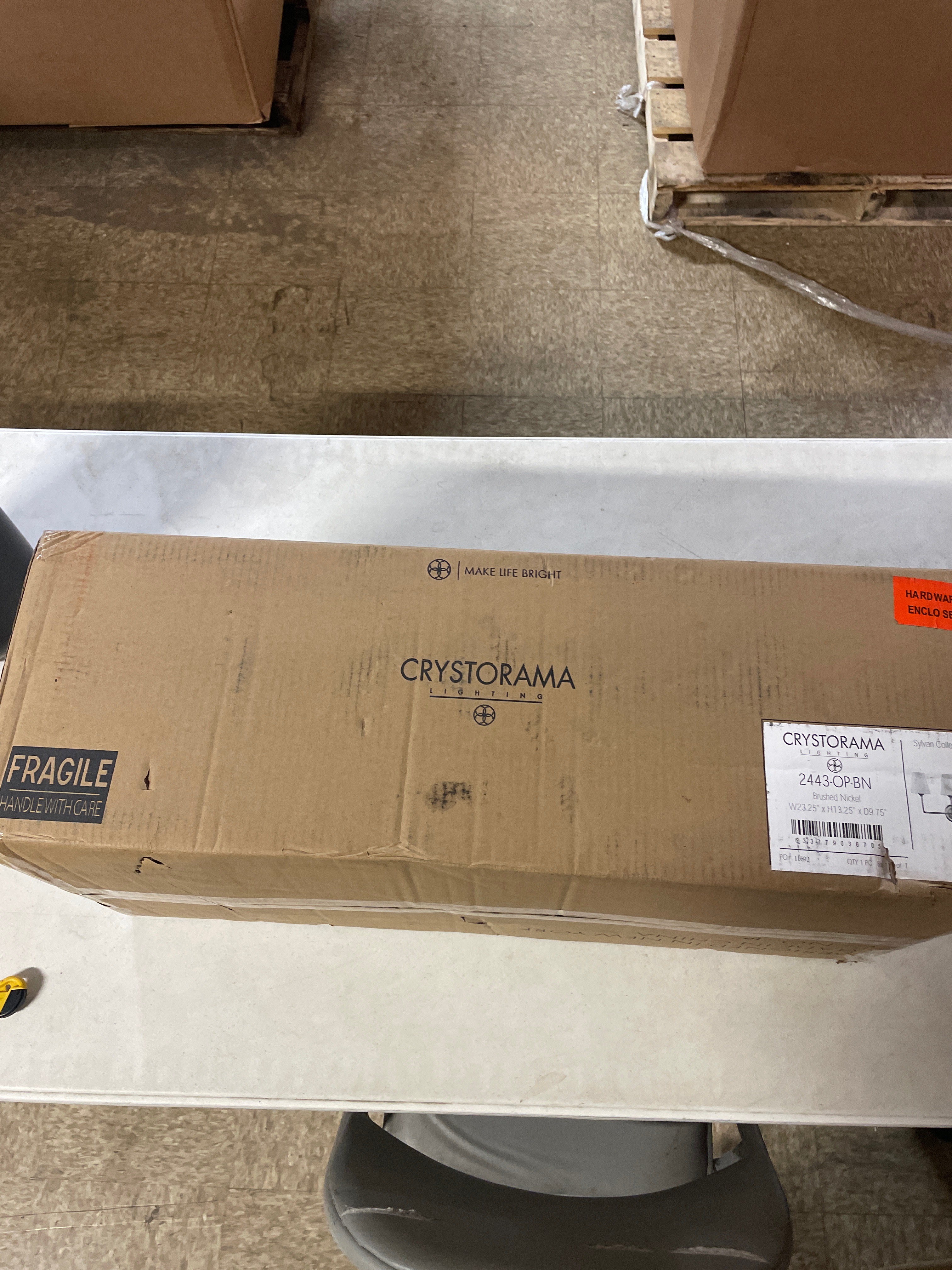 Actual inventory photograph: Crystorama Libby Langdon Sylvan 3 Light Brushed Nickel Bathroom Vanity with Glass Shades
