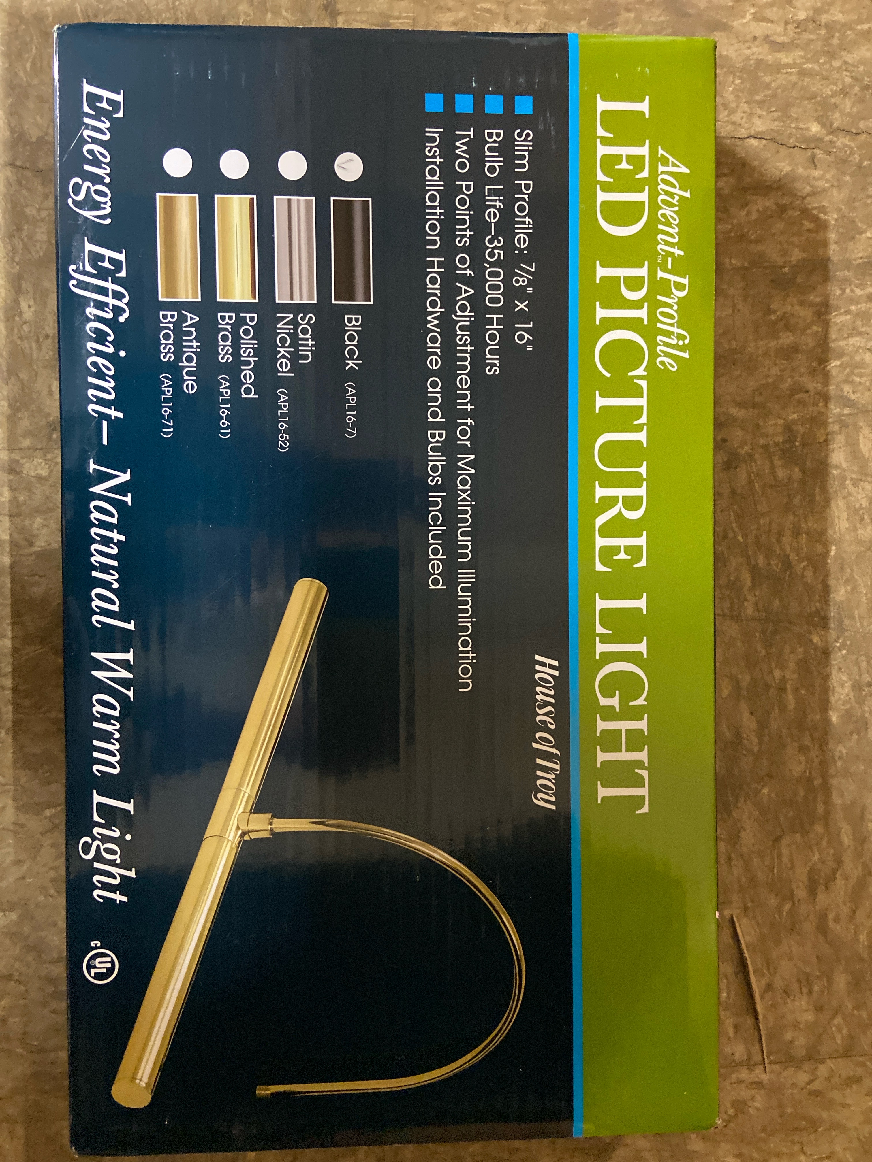 Actual inventory photograph: House of Troy APL16-7 Advent 2 Light 7" High LED Picture Light - Black
