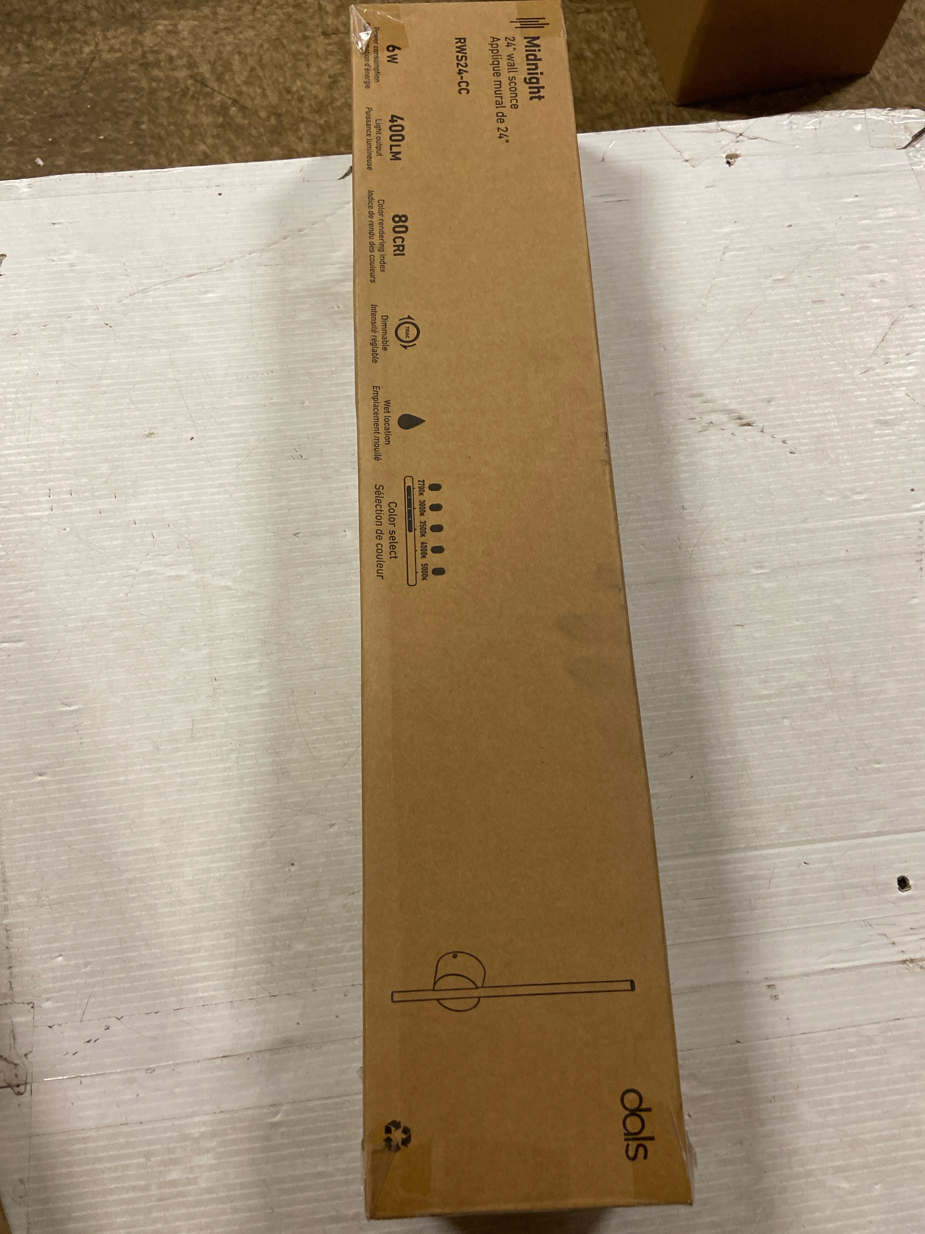 Actual inventory photograph: DALS Lighting RWS24-CC-BK Midnight 24" Tall Outdoor Wall Sconce - Black