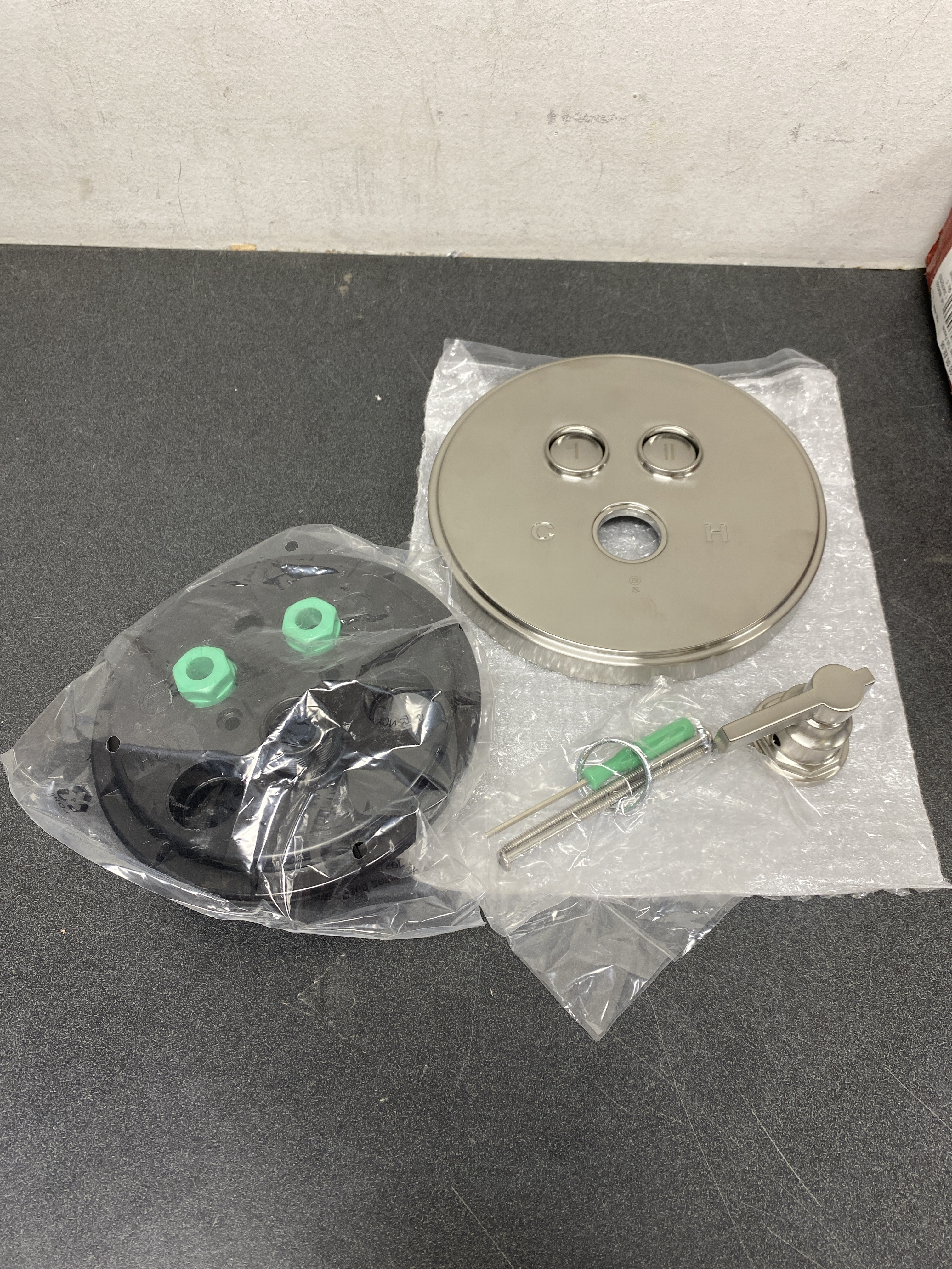 Actual inventory photograph: Signature Hardware 450034 Greyfield Simple Select 2-Way Pressure Balance Shower Valve - Less Valve - Brushed Nickel