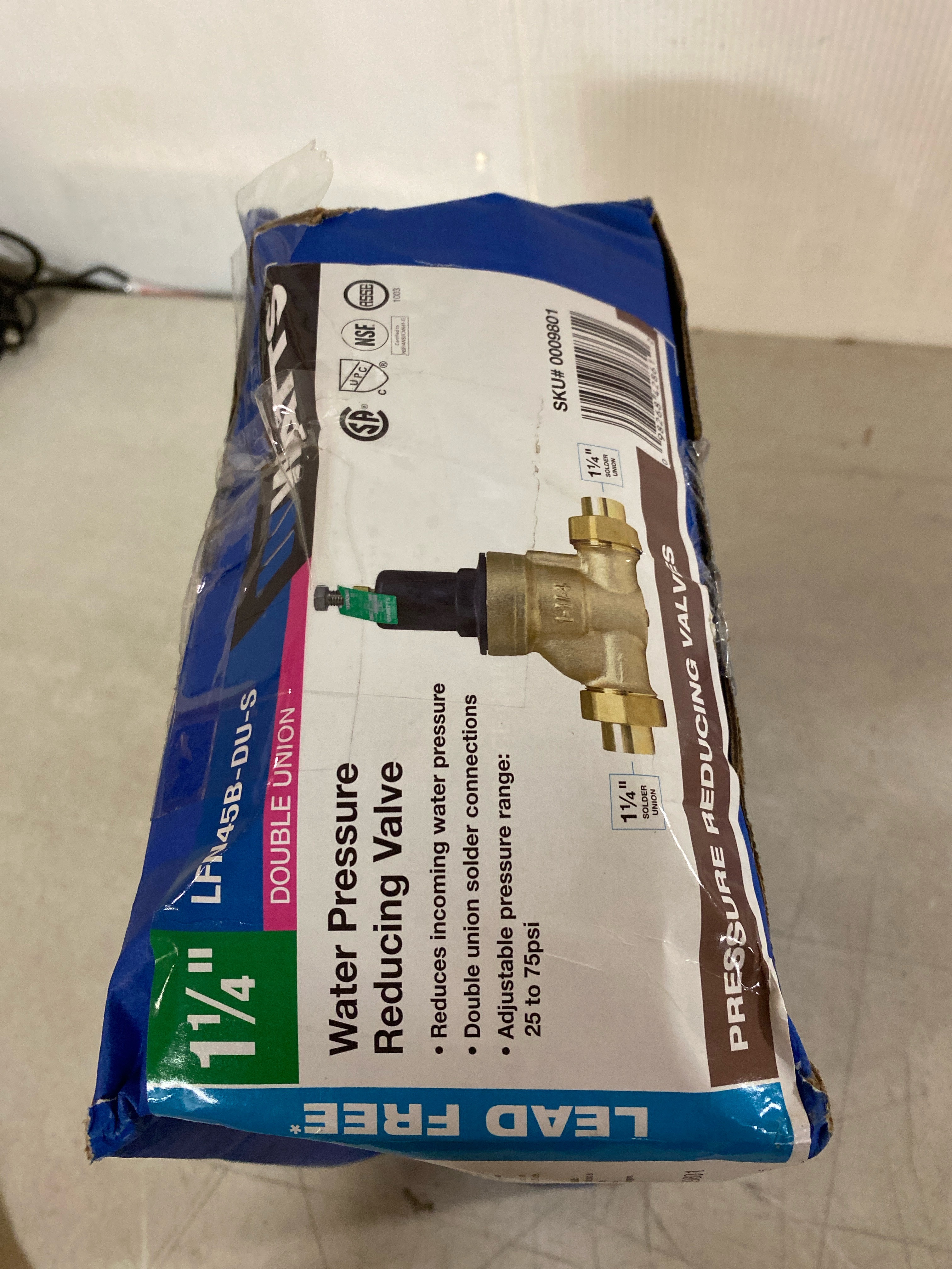 Actual inventory photograph: Watts 0009801 1 1/4" Lead Free Copper Silicon Water Pressure Reducing Valve - N/A