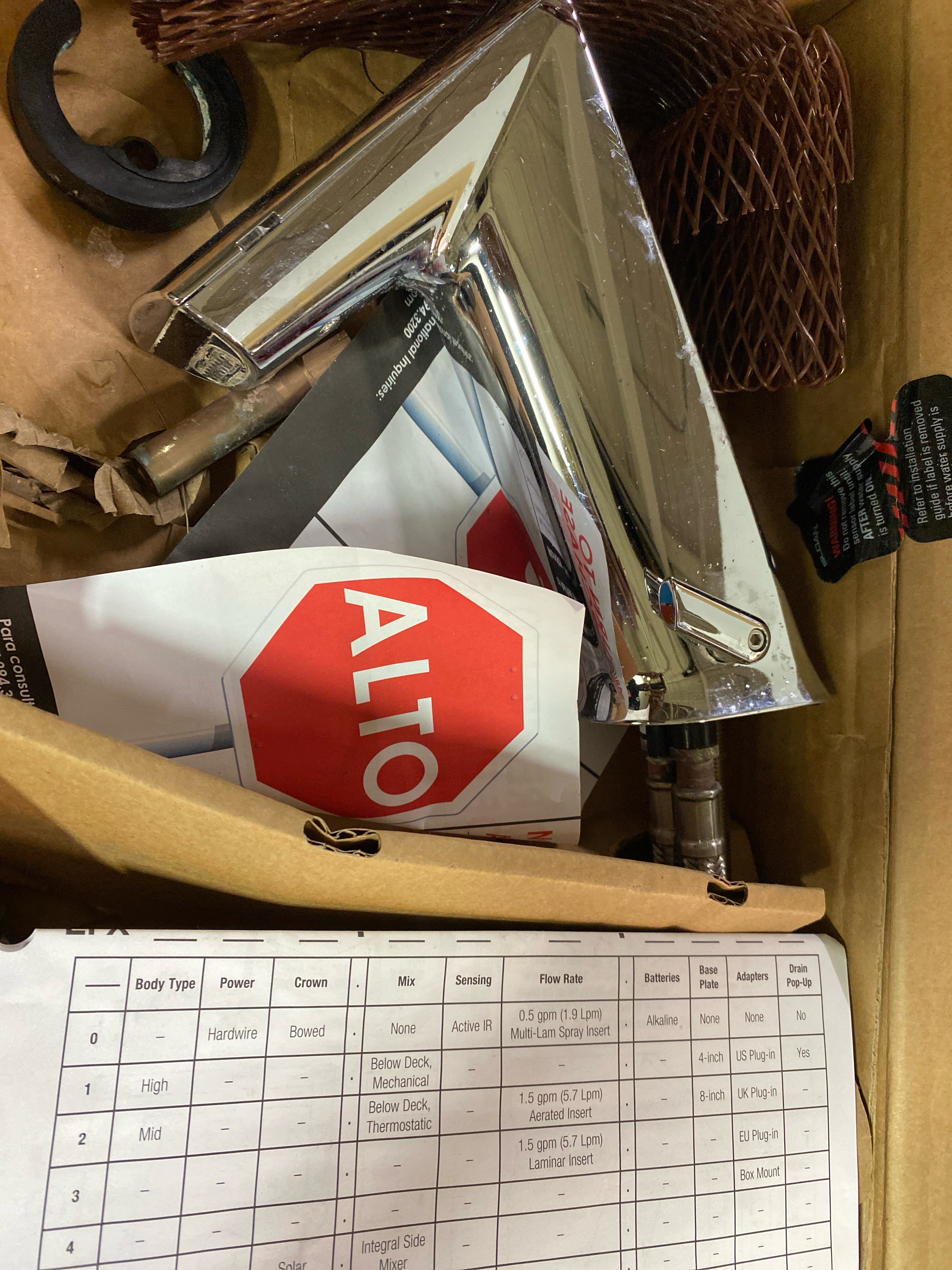 Actual inventory photograph: Sloan, 3324004, Basys Mid Active Infrared Sensor Bathroom Faucet with Battery and Integral Side Mixer, Chrome