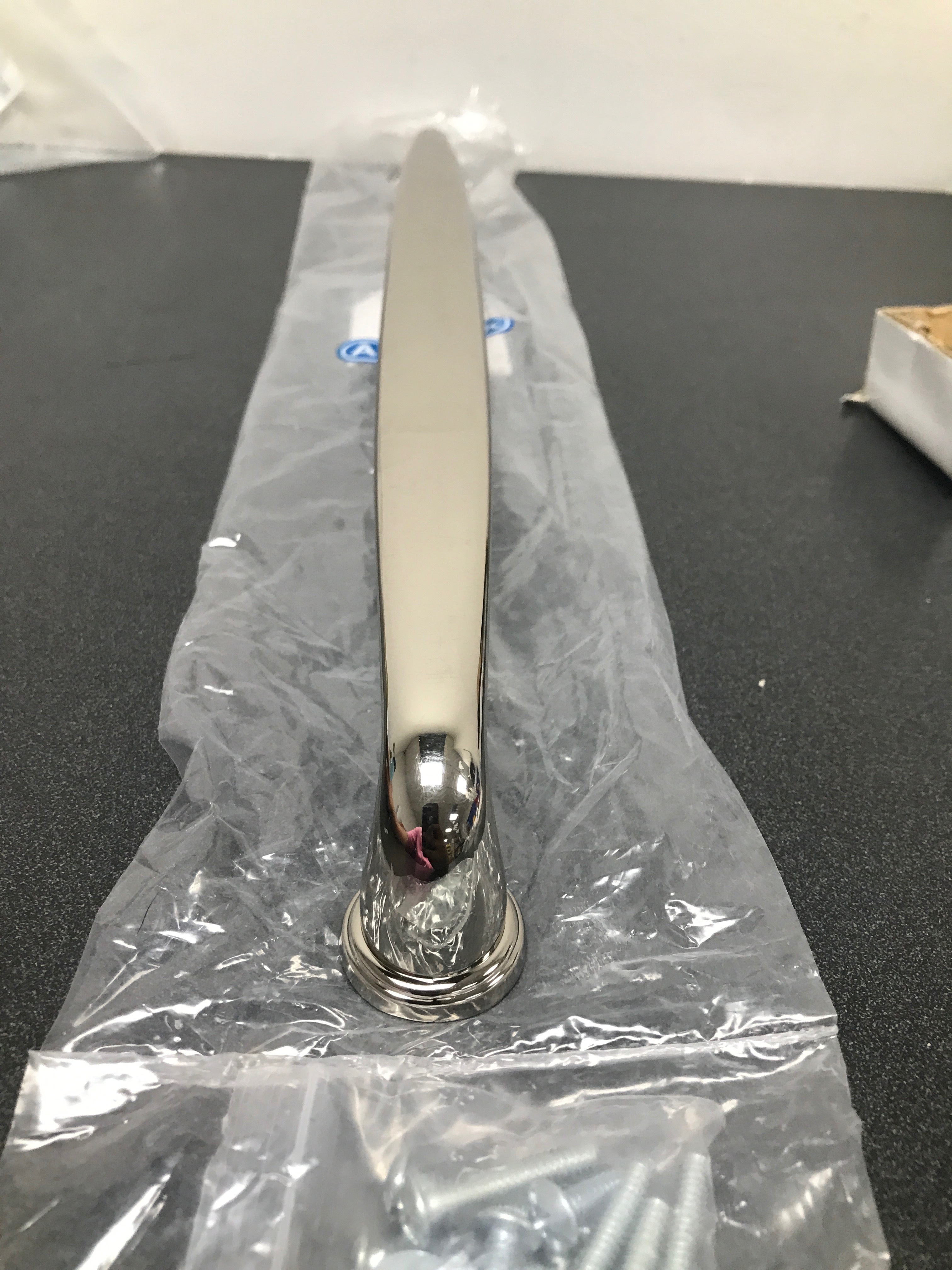 Actual inventory photograph: Amerock BP53806PN Kane 18 Inch Center to Center Appliance Pull - Polished Nickel