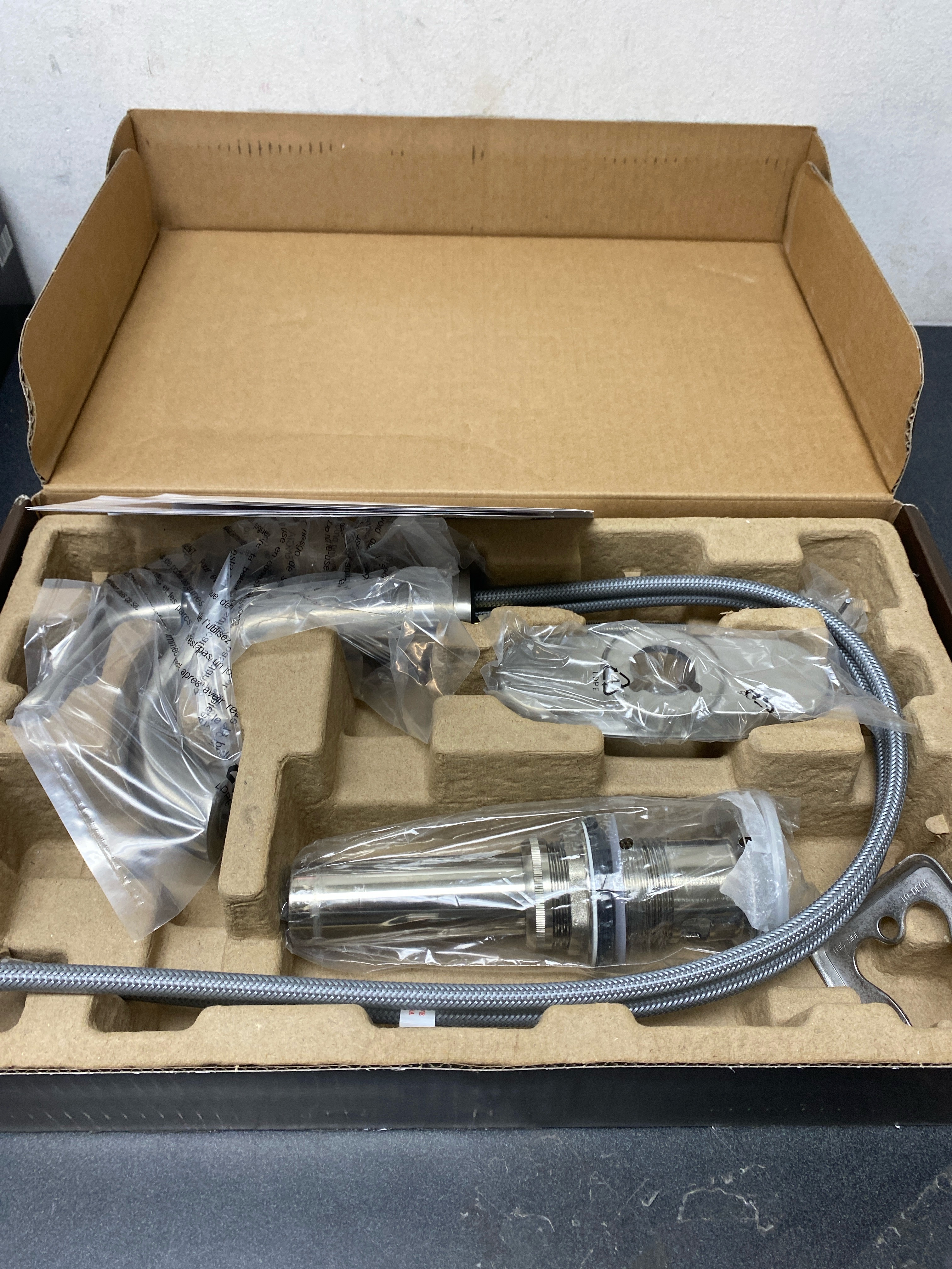 Actual inventory photograph: Signature Hardware SHWSCPR107ZBN Provincetown 1.2 GPM Single Hole Bathroom Faucet with Metal Lever Handle and Pop-Up Drain Assembly - Brushed Nickel