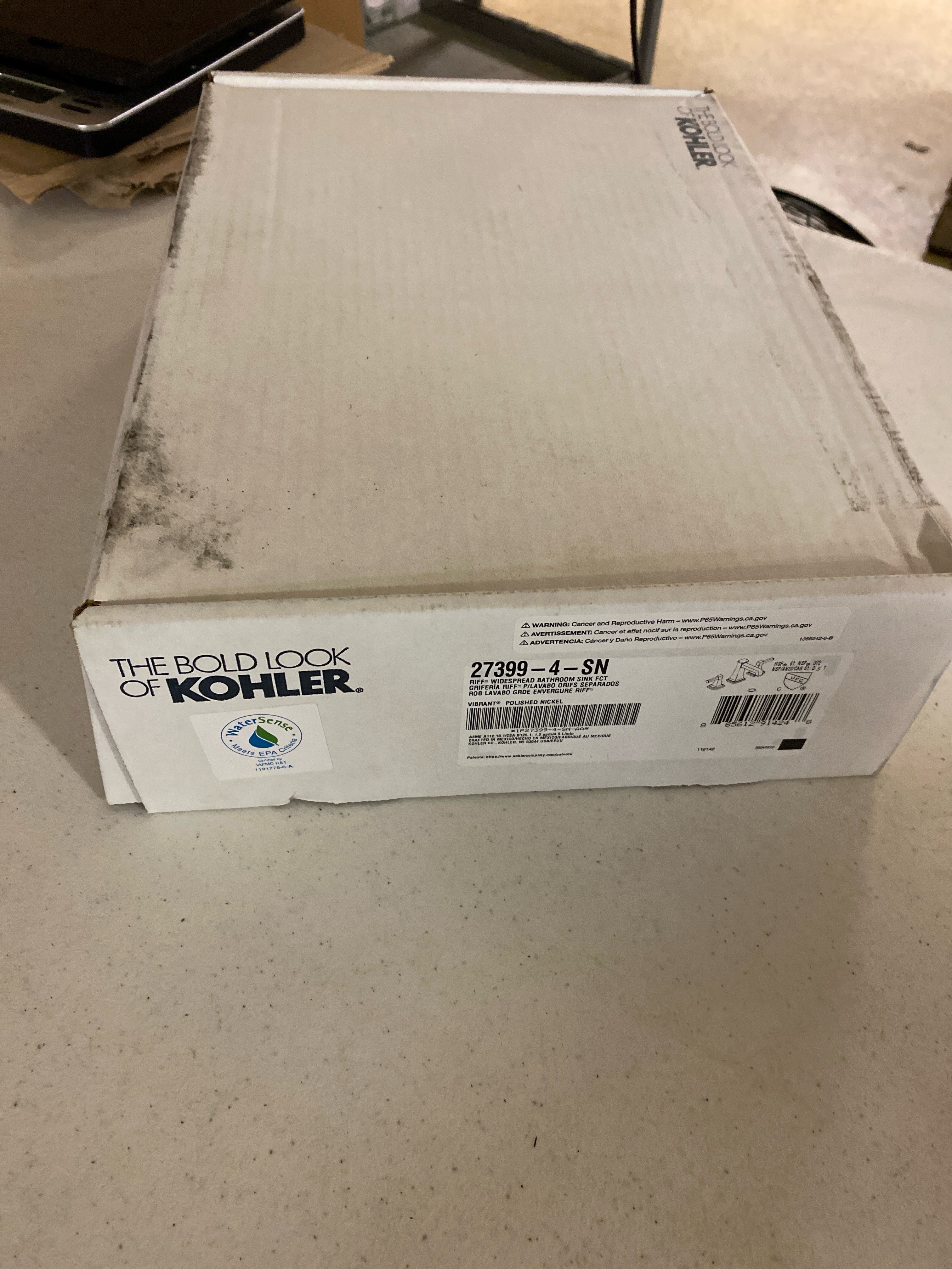 Actual inventory photograph: Kohler K-27399-4-SN Riff 1.2 GPM Widespread Bathroom Faucet - Vibrant Polished Nickel